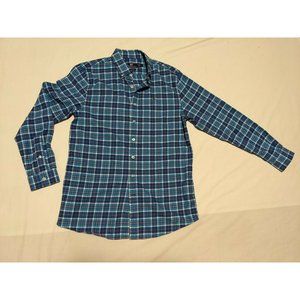 Vineyard Vines Boys Shirt Button Up Plaid Flannel Whale Long Sleeve - Large